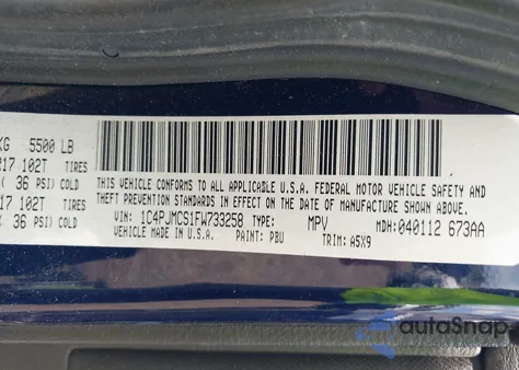 2015 Jeep Cherokee Latitude из США, поврежденный, VIN 1C4PJMCS1FW733258